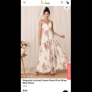 Lulus dress cream floral elegant wrap dress!